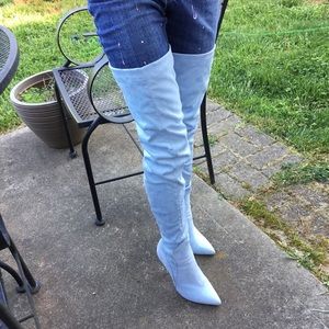 blue over the knee boot